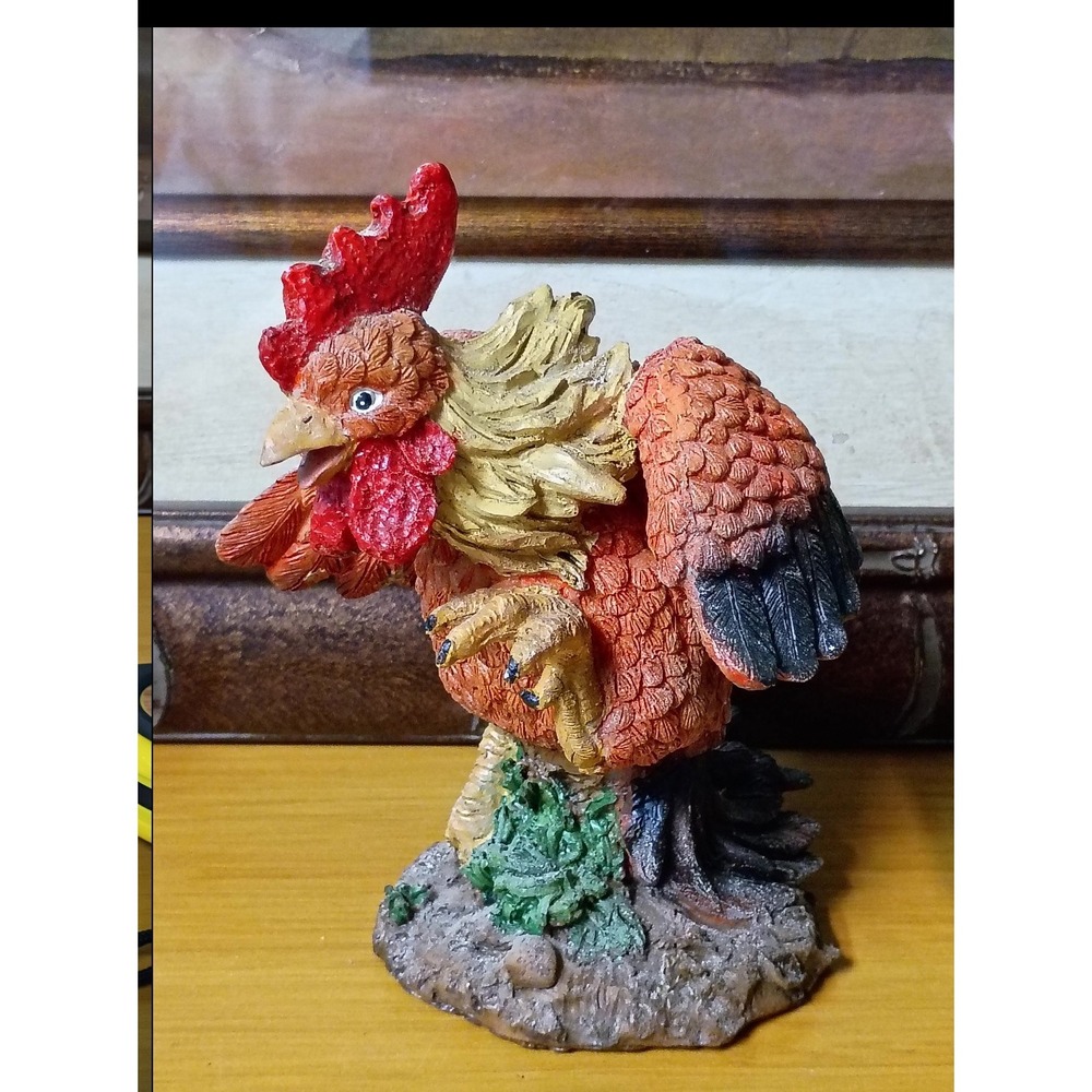 Vintage Style Resin Rooster Figurine Farmhouse Kitchen Decor Multi-Color 4.5" - Picture 3 of 6